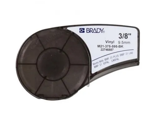 Лента для принтера этикеток Brady винил, 9.53mm/6.4m. Белый на Черном (M21-375-595-BK)
