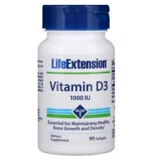 Витамин Life Extension Витамин D3, Vitamin D3, 25 мкг (1000 МЕ), 90 гелевых капсул (LEX-17539)