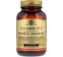 Витамин Solgar Витамин D3, Vitamin D3 (Cholecalciferol), 250 мкг, 10,000 М (SOL-35872)