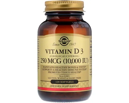 Витамин Solgar Витамин D3, Vitamin D3 (Cholecalciferol), 250 мкг, 10,000 М (SOL-35872)