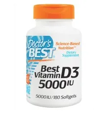 Витамин Doctor's Best Витамин D3 5000IU, 180 желатиновых капсул (DRB-00218)