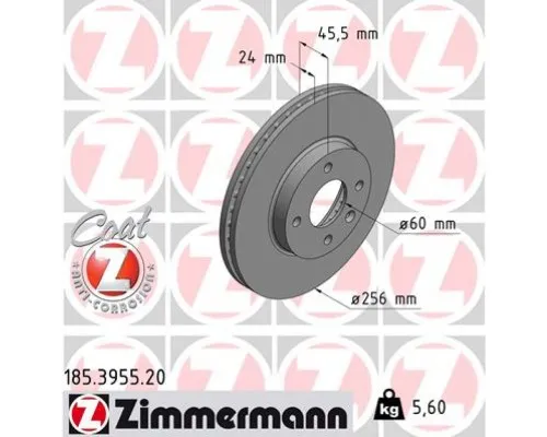 Тормозной диск ZIMMERMANN 185.3955.20