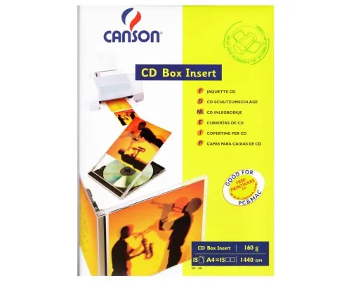 Папір Canson для CD/ DVD, вкладка, 160г, A4, 15ст (872846)