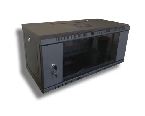 Шафа настінна Hypernet 4U 19" 600x600 (WMNC66-4U-FLAT-AC-BLACK)