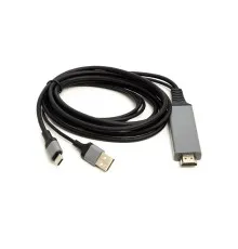 Кабель мультимедийный HDMI (M) to USB (AM) / Type-C (M) 1.0m PowerPlant (CA912025)