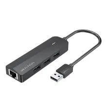 Концентратор Vention USB 2.0 to 3хUSB 2.0 + RJ45 100M Ethernet (CHPBB)