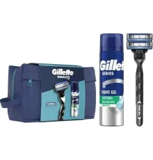 Набор косметики Gillette Бритва Mach3 с 2 сменными картриджами + Гель для бритья Series 200 мл + Косметичка (8700216075251)