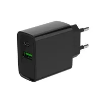 Зарядное устройство Gembird 1xUSB-A + 1 Type-C (PD20Вт + QC3.0 18Вт) black (TA-UC-PDQC20-01-BK)