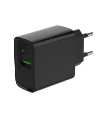 Зарядний пристрій Gembird 1xUSB-A + 1 Type-C (PD20Вт + QC3.0 18Вт) black (TA-UC-PDQC20-01-BK)