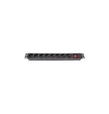 Силовой блок Eserver 19" 8 розеток, выкл., алюм. корпус PDU 220В, 16А (WT-2261A-GER-8WAY-WO)