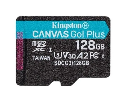 Карта памяті Kingston 128GB microSD class 10 UHS-I U3 A2 Canvas Go Plus (SDCG3/128GBSP)