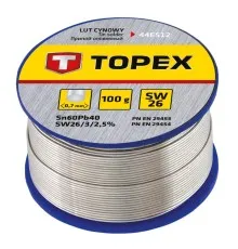 Припой для пайки Topex оловянный 60%Sn, проволока 0.7 мм,100 г (44E512)