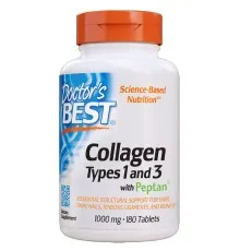 Вітамін Doctor's Best Колаген Типів 1 & 3 1000мг, Peptan, 180 таблеток (DRB-00204)