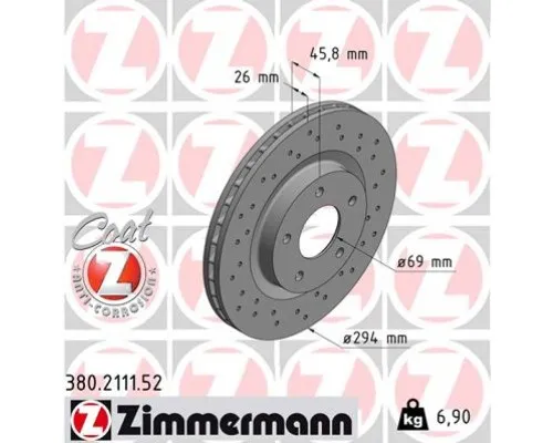 Гальмівний диск ZIMMERMANN 380.2111.52