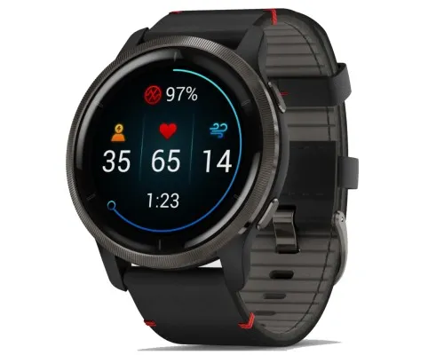 Смарт-часы Garmin Venu 2, GPS, Wi-Fi, Black + Slate, Leather, GPS (010-02430-21)