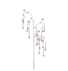 Декоративна гілка YES! Fun Кристали-краплі, Намистини рожеві, 60 см (973918)
