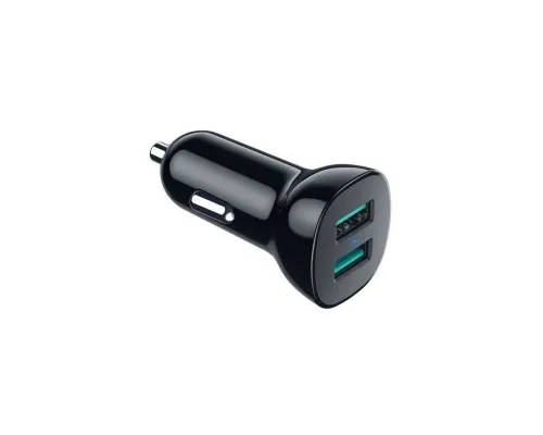 Зарядний пристрій Choetech car 2хUSB-A 36W QC black (C0051-BK)