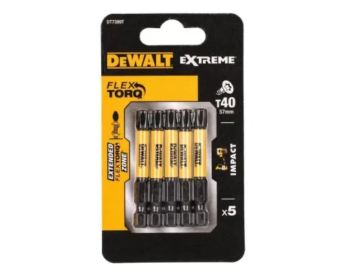 Набір біт DeWALT IMPACT TORSION, ударні, Torx, Т40, L=57 мм, 5 шт (DT7399T)