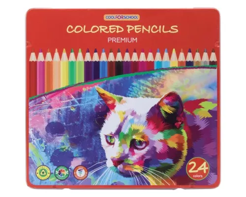 Карандаши цветные Cool For School Premium, трехгранные, 24 цвета (CF15180)