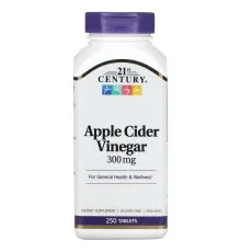 Трави 21st Century Яблучний оцет, 300 мг, Apple Cider Vinegar, 250 таблеток (CEN-22848)
