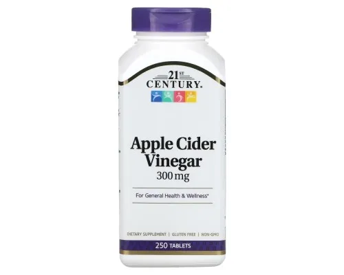 Трави 21st Century Яблучний оцет, 300 мг, Apple Cider Vinegar, 250 таблеток (CEN-22848)