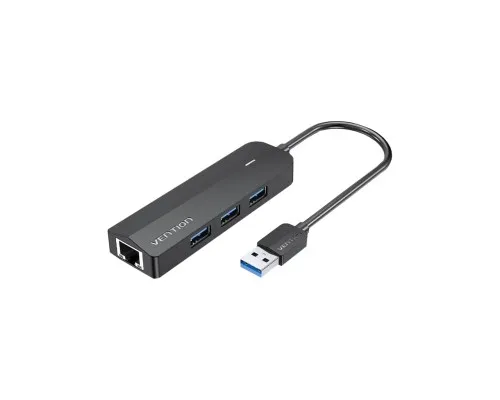 Концентратор Vention USB 3.0 to 3хUSB 3.0/RJ45 Gigabit black (CHNBB)