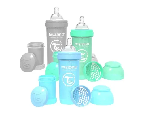 Набор для кормления новорожденных Twistshake Value Pack Blue из трех антиколиковых бутылочек 260 мл (78844)