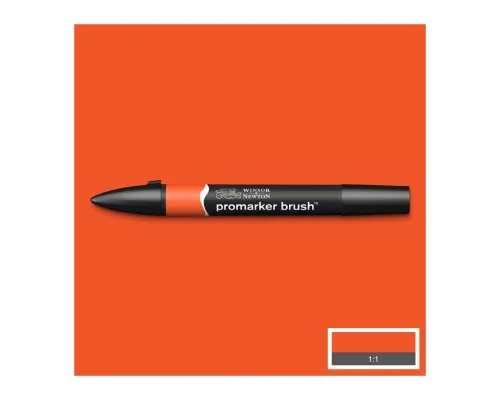 Маркер Winsor&Newton двосторонній Brushmarker, (O177) Яскраво-помаранчевий (884955042786)