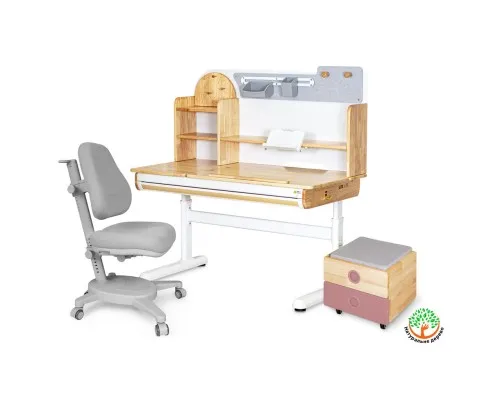 Парта з кріслом Mealux Timberdesk L (парта+кресло+тумба) (BD-690 L+ box BD 920-2 PN+Y-110 G)