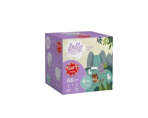 Підгузки Lolly Premium Soft розмір 4 (7-18 кг) Підгузки 36 шт + Підгузки-трусики 30 шт + Подарунок (4820174981204)
