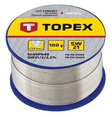 Припой для пайки Topex оловянный 60%Sn, проволока 1.5 мм,100 г (44E532)