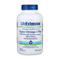 Жирні кислоти Life Extension Супер Омега-3 Плюс, Omega Foundations, Super Omega-3 Plus, 1 (LEX-19881)