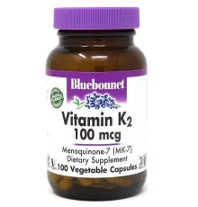Витамин Bluebonnet Nutrition Витамин K2 100 мкг, Vitamin K2, 100 вегетарианских капсул (BLB0653)