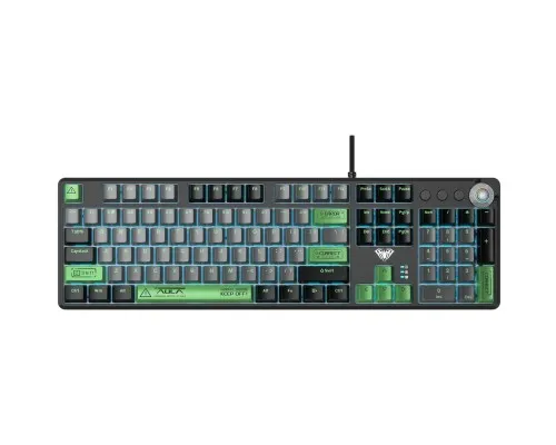 Клавиатура Aula F2088 PRO Plus 9 Green Keys KRGD Blue USB UA Black/Gray (6948391234892)