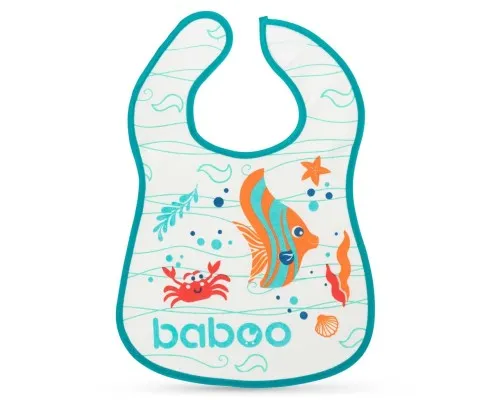 Слюнявчик Baboo хлопковый Sea Life, 3+ месяцев (белый) (11-010)