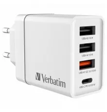 Зарядное устройство Verbatim USB 30W PD3.0 4-ports white (49701)
