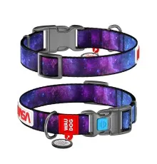 Нашийник для тварин WAUDOG Nylon з QR-паспортом "NASA21" пластиковий фастекс XL (4504-0148)