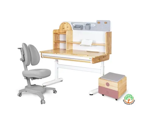 Парта с креслом Mealux Timberdesk L (парта+кресло+тумба) (BD-690 L+ box BD 920-2 PN+Y-115 G)