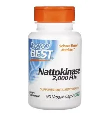 Пробиотики Doctor's Best Наттокиназа, 2000 FU, Nattokinase, 90 вегетарианских капсул (DRB-00125)