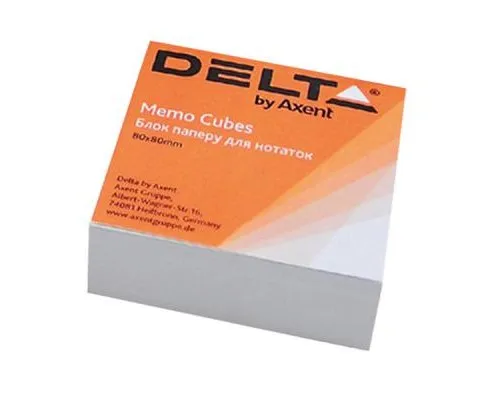 Бумага для заметок Delta by Axent білий 80Х80Х20мм, glued (D8002)