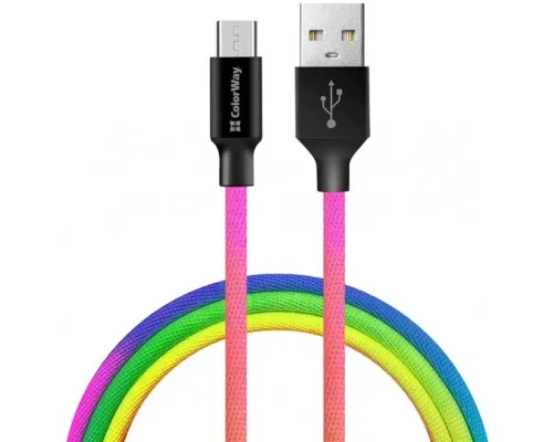 Дата кабель USB 2.0 AM to Micro 5P 1.0m multicolor ColorWay (CW-CBUM017-MC)