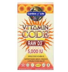 Витамин Garden of Life Сырой Витамин D3, RAW D3, Vitamin Code, 5000 МЕ (125 мкг), (GOL-11586)