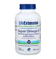 Жирні кислоти Life Extension Супер Омега-3, Omega Foundations, Super Omega-3, 120 желатин (LEX-19821)