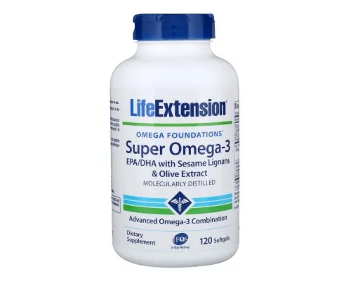 Жирные кислоты Life Extension Супер Омега-3, Omega Foundations, Super Omega-3, 120 Желати (LEX-19821)