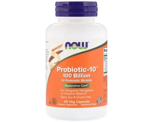 Пробиотики Now Foods Пробиотики Для Пищеварения, Probiotic-10, 100 Billion, 60 в (NOW-02904)
