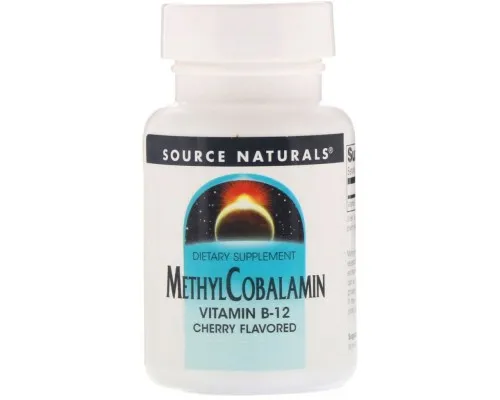 Вітамін Source Naturals Метилкобаламін, Вітамін В12, 5 мг, Смак Вишні, MethylCobalamin Vit (SN1328)