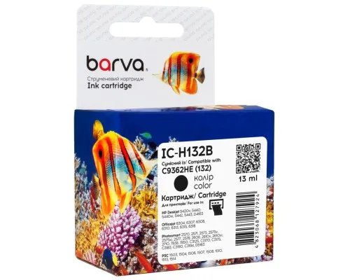 Картридж Barva HP 132 black/C9362HE, 13 мл (IC-H132B)