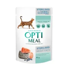 Влажный корм для кошек Optimeal для стерилизованных/кастрированных с лососем и черникой в желе 85 г (4820269140141)