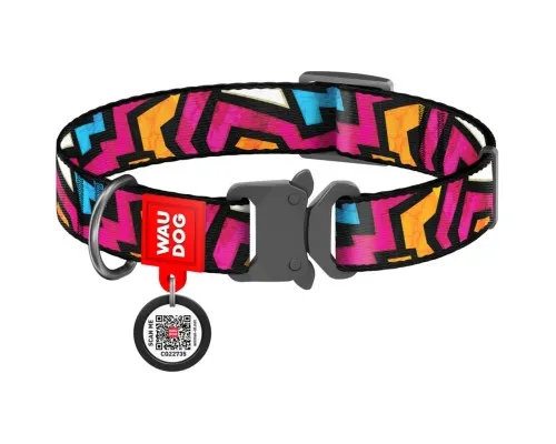 Нашийник для тварин WAUDOG Nylon з QR паспортом Графіті металева пряжка-фастекс XXL (4535-0021)