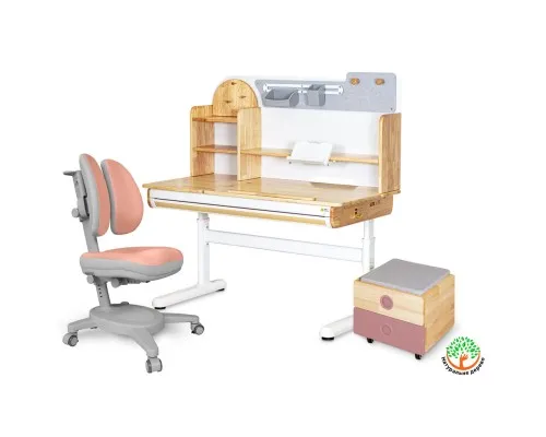 Парта з кріслом Mealux Timberdesk L (парта+кресло+тумба) (BD-690 L+ box BD 920-2 PN+Y-115 PG)